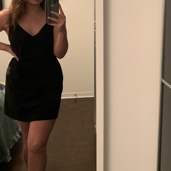 ARITZIA Wilfred Free Velvet Black V-Neck Mini Dress - Picture 4 of 5